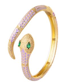 Koperen gedetailleerde slangenarmband met emaille en zirkoonstenen