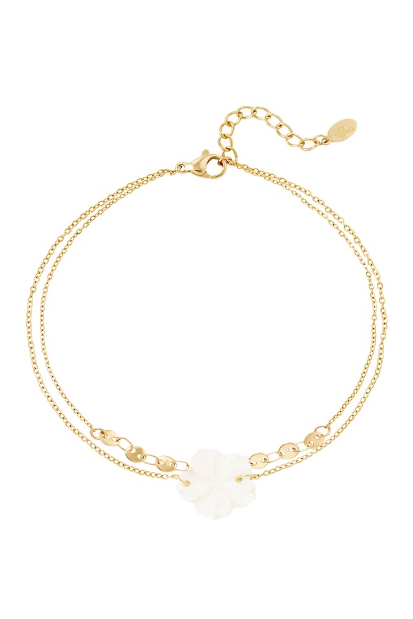 Dubbele armband met bloembedeltje