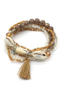 Set van 6 armbandjes van glaskraaltjes