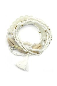 Set van 6 armbandjes van glaskraaltjes