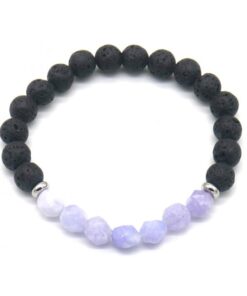 Armband van lavastenen en amethystkralen