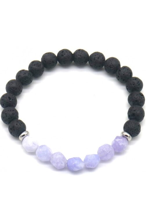 Armband van lavastenen en amethystkralen
