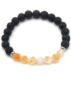 Armband van lavastenen en aventurijnkralen