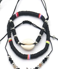 Set van 3 surferarmbandjes met schelpje,