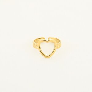 Ring met opengewerkt hart in goud en zilver
