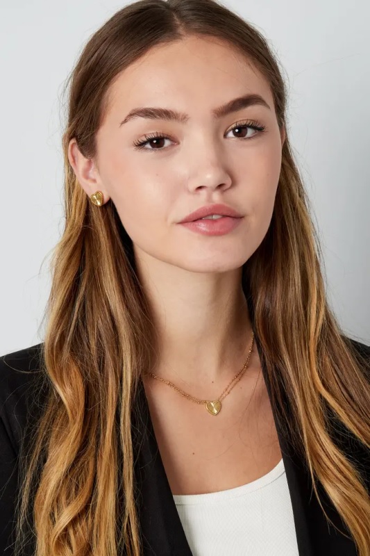 Ketting Hart met bolletjes in Goud of Zilver - Afbeelding 3