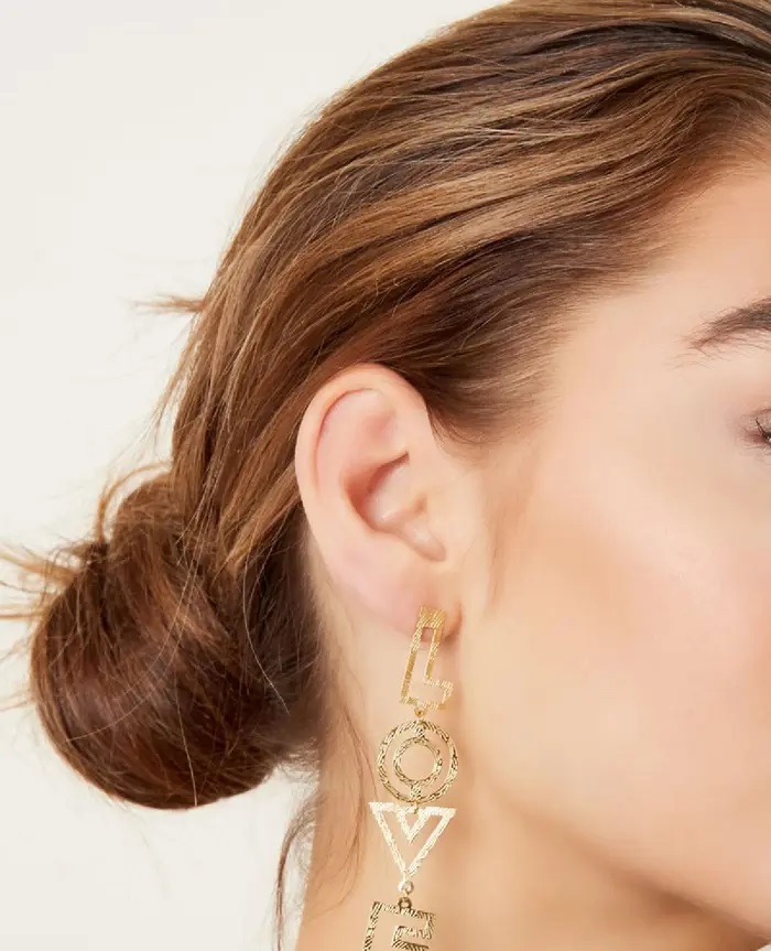 LOVE oorbellen met patroon in goud en zilver - Afbeelding 5