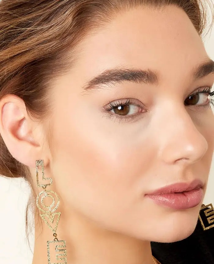 LOVE oorbellen met patroon in goud en zilver - Afbeelding 4
