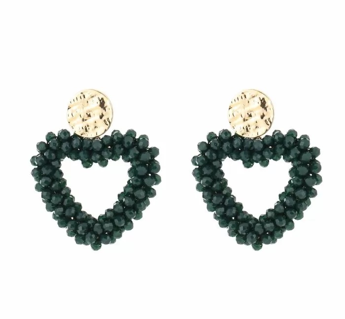 Oorbellen hart van kraaltjes - in 5 kleuren -