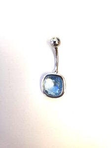 Navelpiercing blauw glas