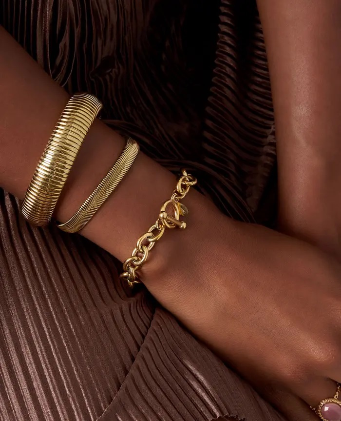 Schakelarmband met ronde sluiting in goud en zilver - Afbeelding 5