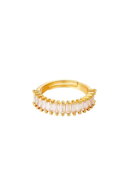 Verstelbare edelstenen ring - in goud en zilver -