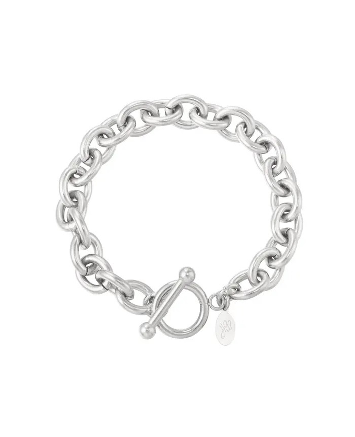 Schakelarmband met ronde sluiting in goud en zilver - Afbeelding 2
