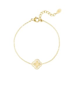 Armband met dubbele klaver in zilver of goud