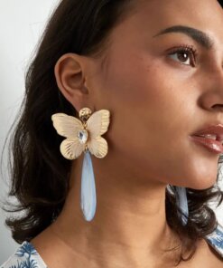 Vlinderoorbellen met bedel - diverse kleuren -