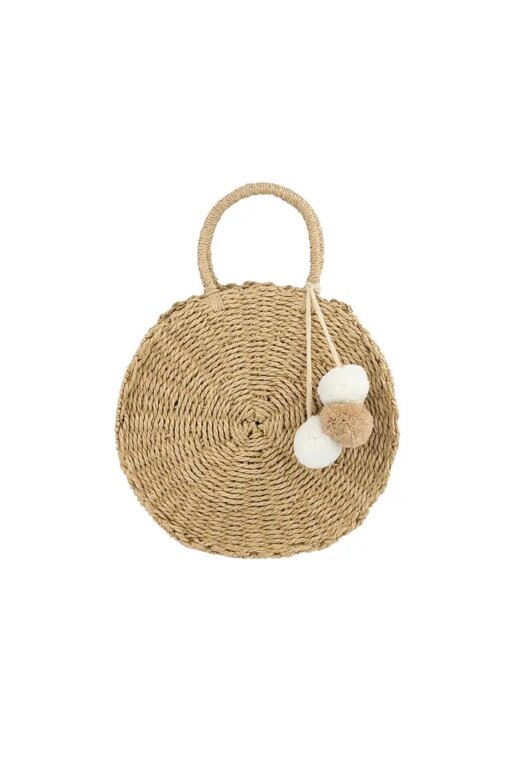 Ronde beige strandtas - Afbeelding 2
