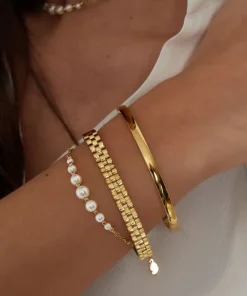 Schakelbangle - goud en zilver -