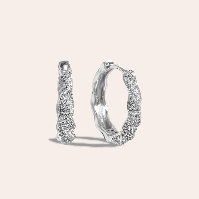 Oorringen met zirkonia - goud of zilver - - Afbeelding 3